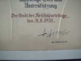 ORIGINAL SS CERTIFICATE SIGNED BY H. HIMMLER, HAND & LETTERS PEN & INC "REICH'S PARTY DAY" - 2 of 5