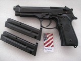 U.S. 9mm M9-BERETTA
U.S.A.- 65490 AS NEW, TEST FIRED ONLY, SLEEVE, CASE, PAPERS - 2 of 16