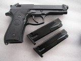 BERETTA MODEL 92F IN LIKE NEW ORIGINAL CONDITION WITH 2 HIGH CAPACITY MAGAZINES - 2 of 14