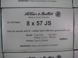 MAUSER 8mm caliber (8x57mm JS) AMMO SELLIER & BELLOT FMJ 196 GR 20 RDS PER BOX - 3 of 7