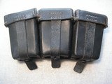 WW2 NAZI'S TRIPLE LEATHER MILITARY BELT AMMO PAUCHES IN EXSELLENT ORIGINAL CONDITION - 2 of 11