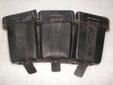 WW2 NAZI'S TRIPLE LEATHER MILITARY BELT AMMO PAUCHES IN EXSELLENT ORIGINAL CONDITION - 1 of 11