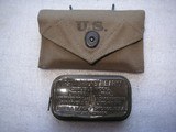 WW2 1942 DATED FIRST AID POCKET US ARMY IN THE BELT CASE IN ORIGINAL UNOPEN CONDITION