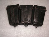 WW2 NAZI'S TRIPLE LEATHER MILITARY BELT AMMO PAUCHES WITH 30 ROUNDS NAZI'S AMMO - 1 of 16