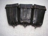 WW2 NAZI'S TRIPLE LEATHER MILITARY BELT AMMO PAUCHES WITH 30 ROUNDS NAZI'S AMMO - 2 of 16