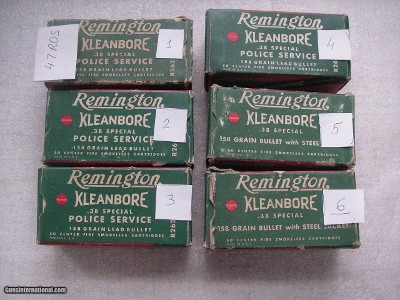 REMINGTON COLLECTIBLE CLEANBORE CAL.38 SPL POLICE SERVICE 158 GR LEAD BULET AMMO