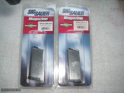 SIG SAUER MODEL 290-9-6 9MM 6 ROUNDS 2 MAGAZINES IN NEW FACTORY GENUINE ISSUED CONDITION