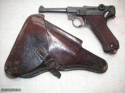 LUGER P.08 PISTOL DATED 1916 WITH HOLSTER & MATCHING MAGAZINE