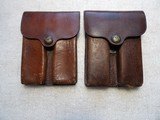 2 US ARMY 1913 DATED COLT 1911 LEATHER MAG POUCHES