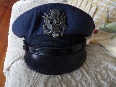 ARCHIVE AREA-USAF AIR FORCE OFFICERS VISOR CAP 1940s-1950s FLIGHT ACE SIZE 7