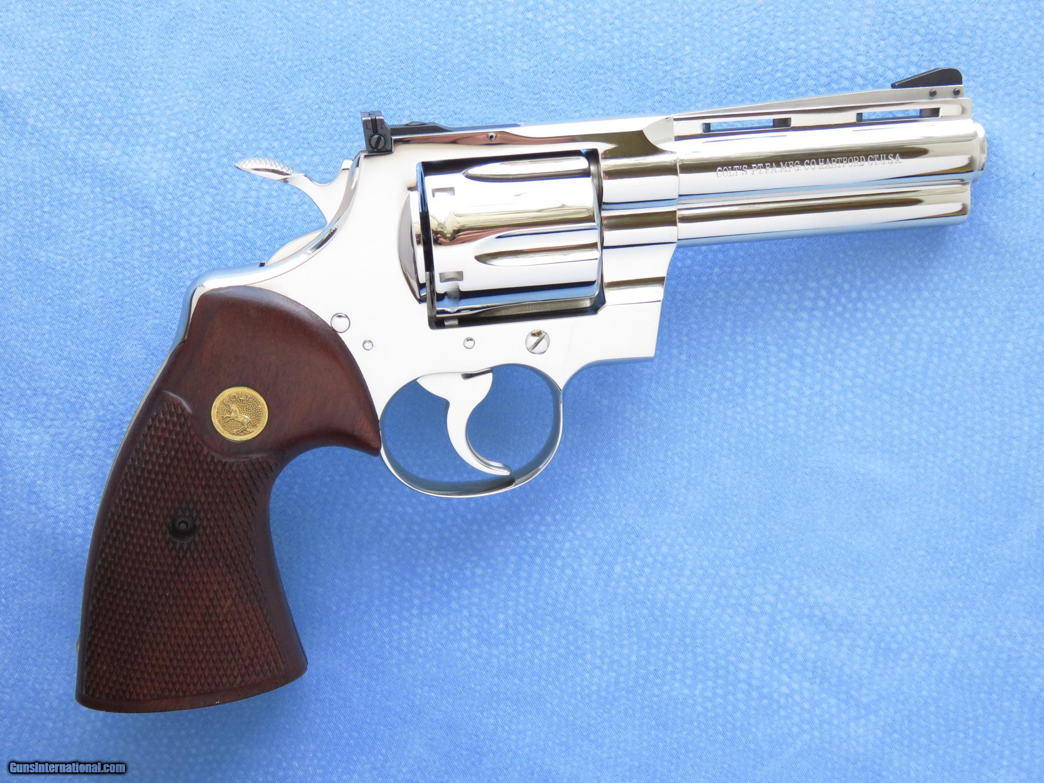 Colt Python, 1960 Vintage with Box, Nickel, Cal. .357 Magnum, 4 Inch ...