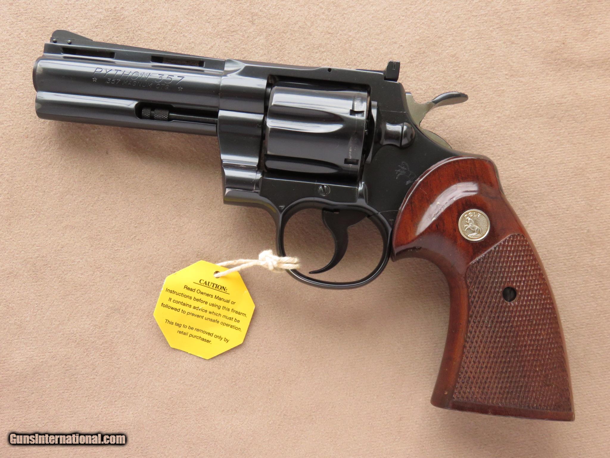 Colt Python Cal 357 Magnum 4 Inch Barrel Blue Finish Sold 3836