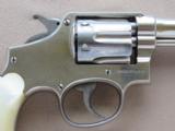 Smith & Wesson M&P Hand Ejector Model .38 Special in Nickel Finish w/ Pearl Grips - 21 of 22