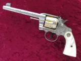 Colt Officers Model Flat Top Target DA Revolver, Engraved, Pearl Grips, Cal. .38 Special - 13 of 15