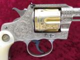 Colt Officers Model Flat Top Target DA Revolver, Engraved, Pearl Grips, Cal. .38 Special - 3 of 15