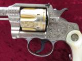 Colt Officers Model Flat Top Target DA Revolver, Engraved, Pearl Grips, Cal. .38 Special - 4 of 15