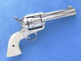 Colt Single Action, 1927 Vintage, Stembridge Hollywood Rental Gun, Cal. .45 LC, Nickel, 4 3/4 Inch Barrel - 1 of 9