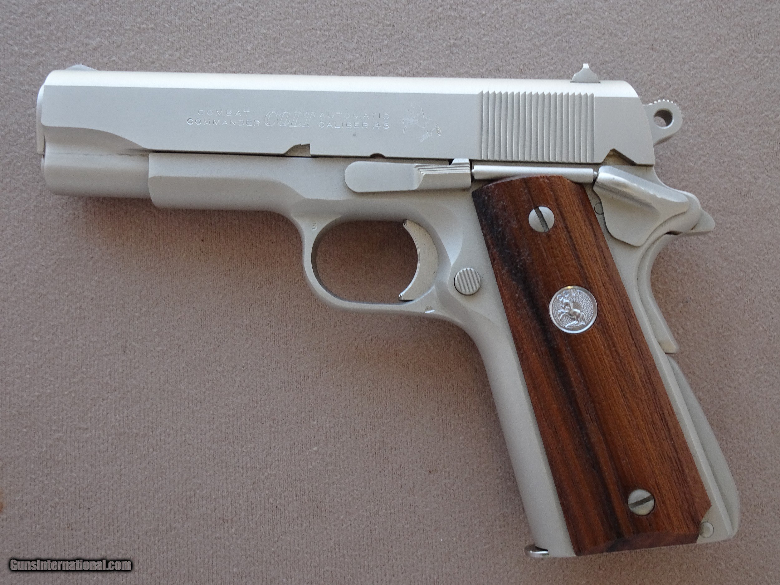 1972 Colt Combat Commander .45 ACP Pistol in Satin Nickel Finish w