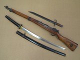 WW2 Jap Type 99, Bayonet, and Samurai Sword in Original Shipping Crate w/ Capture Tags from U.S.S. Pasadena
** Amazing Vet ID'ed Grouping! ** RED - 6 of 25