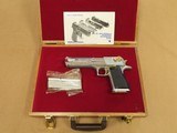 1991 Chrome and Gold IMI Desert Eagle Mark VII .50 AE Caliber Pistol w/ Factory Display Case, Extra Mag, & Manual
** Minty 1st Year Production! ** - 1 of 25