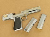 1991 Chrome and Gold IMI Desert Eagle Mark VII .50 AE Caliber Pistol w/ Factory Display Case, Extra Mag, & Manual
** Minty 1st Year Production! ** - 25 of 25