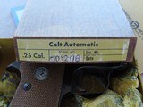 1973 Colt Automatic Caliber .25 Pistol w/ Box, Manual
(Previously Called "Junior")
** Last Year of Production Model ** SOLD - 3 of 20