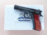 2003 CZ Model 75B Factory Gloss Blue Pistol in 9mm
w/ Original Box, Manual, Test Target, Extra Grips & Mag, Etc.
** Minty Gloss Blue Pistol ** SOLD - 1 of 25