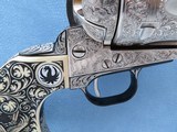 1956 Vintage Flat Top Ruger Blackhawk .44 Magnum Revolver, Fully Professionally Engraved w/ Carved Ivory Grips
** Spectacular 1 Of A Kind Ruger! ** - 4 of 14