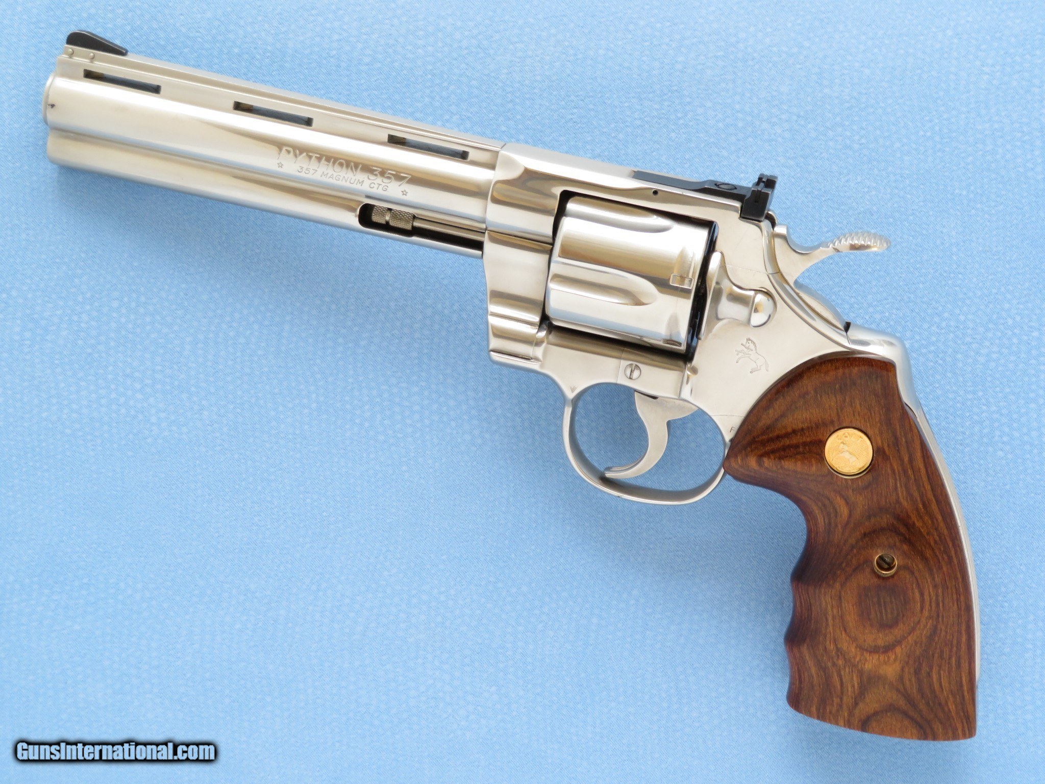 Colt Python Cal 357 Magnum Nickel Finish 6 Inch Barrel 1980 Vintage Sold