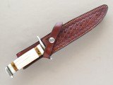 Charles Clifton Custom Knife, Ivory Handles, with Leather Sheath, Georgetown Kentucky Knife Maker - 1 of 10