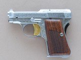 1958 Factory Engraved Chrome Plated Beretta Model 418 Panther .25 ACP Pistol w/ Case, Manual, & Paperwork
** Scarce & Beautiful! ** - 3 of 25