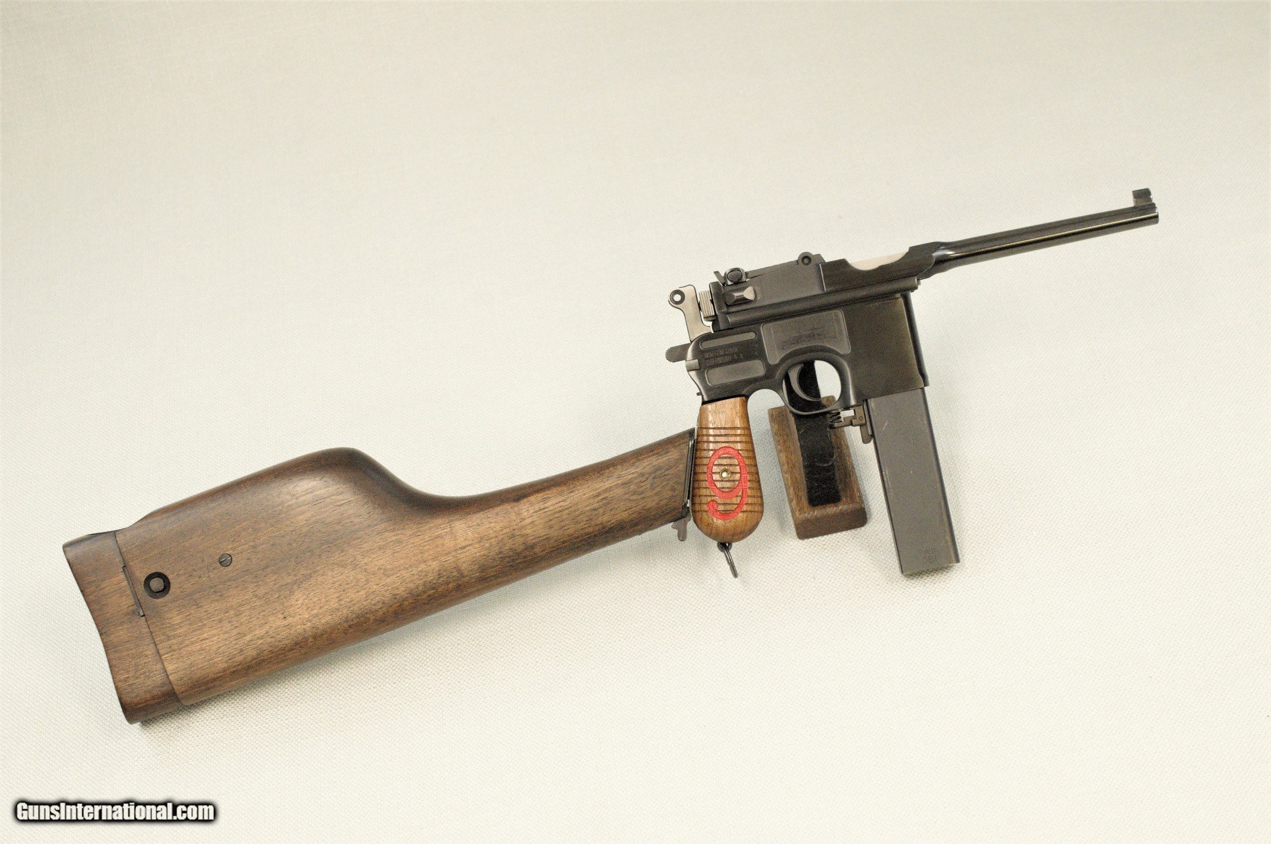 Mauser C96 Replica Red 9 Broomhandle with Reproduction Stock 9mm ...