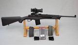 RUGER MINI-14 RANCH RIFLE IN 5.56 WITH VORTEX STRIKEFIRE SCOPE, 6 RUGER MAGAZINES AND MATCHING BOX SOLD - 1 of 23