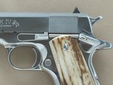 1988 Vintage Ultimate Bright Stainless Colt Mk.IV Series 80 Government Model .45 ACP Pistol w/ Custom Stag Grips **SOLD** - 3 of 22