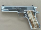 1988 Vintage Ultimate Bright Stainless Colt Mk.IV Series 80 Government Model .45 ACP Pistol w/ Custom Stag Grips **SOLD** - 1 of 22