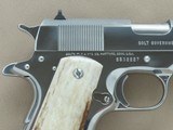 1988 Vintage Ultimate Bright Stainless Colt Mk.IV Series 80 Government Model .45 ACP Pistol w/ Custom Stag Grips **SOLD** - 7 of 22