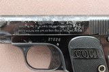 Colt 1908 Vest Pocket Model Hammerless, Cal. .25 ACP, 1913 Vintage, High Polish Blue**SOLD** - 6 of 13