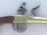 Antique British Brass Cannon Barrel .45 Caliber Flintlock Pocket Pistol by I. Parr** Spectacular Silver Wire Inlay and Superb Design ** - 8 of 25