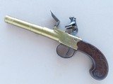 Antique British Brass Cannon Barrel .45 Caliber Flintlock Pocket Pistol by I. Parr** Spectacular Silver Wire Inlay and Superb Design ** - 1 of 25