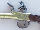 Antique British Brass Cannon Barrel .45 Caliber Flintlock Pocket Pistol by I. Parr** Spectacular Silver Wire Inlay and Superb Design ** - 4 of 25