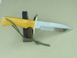 Special Order Randall Model 14 Attack Knife w/ #18 Grind, Yellow Micarta Single-Finger Grips, Curved Double Guard, and Factory Sheath SOLD - 19 of 25