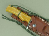 Special Order Randall Model 14 Attack Knife w/ #18 Grind, Yellow Micarta Single-Finger Grips, Curved Double Guard, and Factory Sheath SOLD - 24 of 25