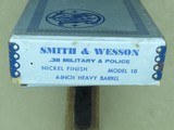 1971 Vintage Nickel Smith & Wesson 10-6 .38 Military & Police Model w/ 4" Heavy Barrel, Box, Ppwrk, Etc.
* MINT & UNFIRED! *SOLD** - 3 of 25