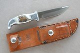 Vintage R.H. Ruana Bonner, Montana Stag Sticker Model Knife w/ Scabbard & Stone
** M-Stamped Ruana ** SOLD - 3 of 13