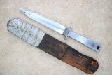 ** SOLD ** WWII / 1940's Vintage U.S. Military C. Langbein Stiletto Fighting Knife w/ Sheath ** Rare WWII Fighting Knife / New York Manufactured **