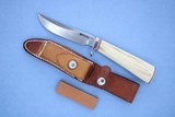 Randall Knives Model 7 with Mastadon Ivory Handle, Factory "Rough-Back" Leather Sheath, and Stone **Beautiful Handle ** - 1 of 15