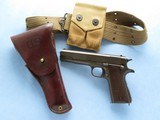 **SOLD** WW2 Remington Rand M1911A1 U.S. Army .45 A.C.P. **W/ Original Holster, Belt & Magazine pouch** **SOLD** - 1 of 19