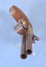 ** SOLD ** Belgian Double Barrel Percussion Traveling Pistol **Brass Frame - Unique Man Cave Conversation Piece in Converted Cigar Box** - 12 of 16