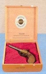 ** SOLD ** Belgian Double Barrel Percussion Traveling Pistol **Brass Frame - Unique Man Cave Conversation Piece in Converted Cigar Box** - 1 of 16