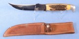 Case Model 523-6 Stag Handled Fixed Blade Knife with Leather Sheath **Mfg 1940-1965